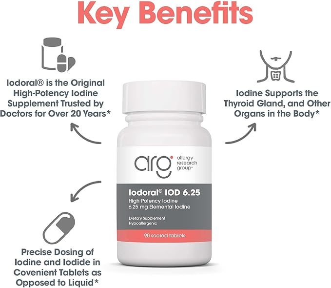 Optimox Iodoral 6.25 mg - Iodine Supplements for Thyroid Support, Potassium Iodide Tablets, Lugol Solution, Daily Vitamins and Minerals, High Potency Iodine Tablets - 90 Tablets 1-Pack