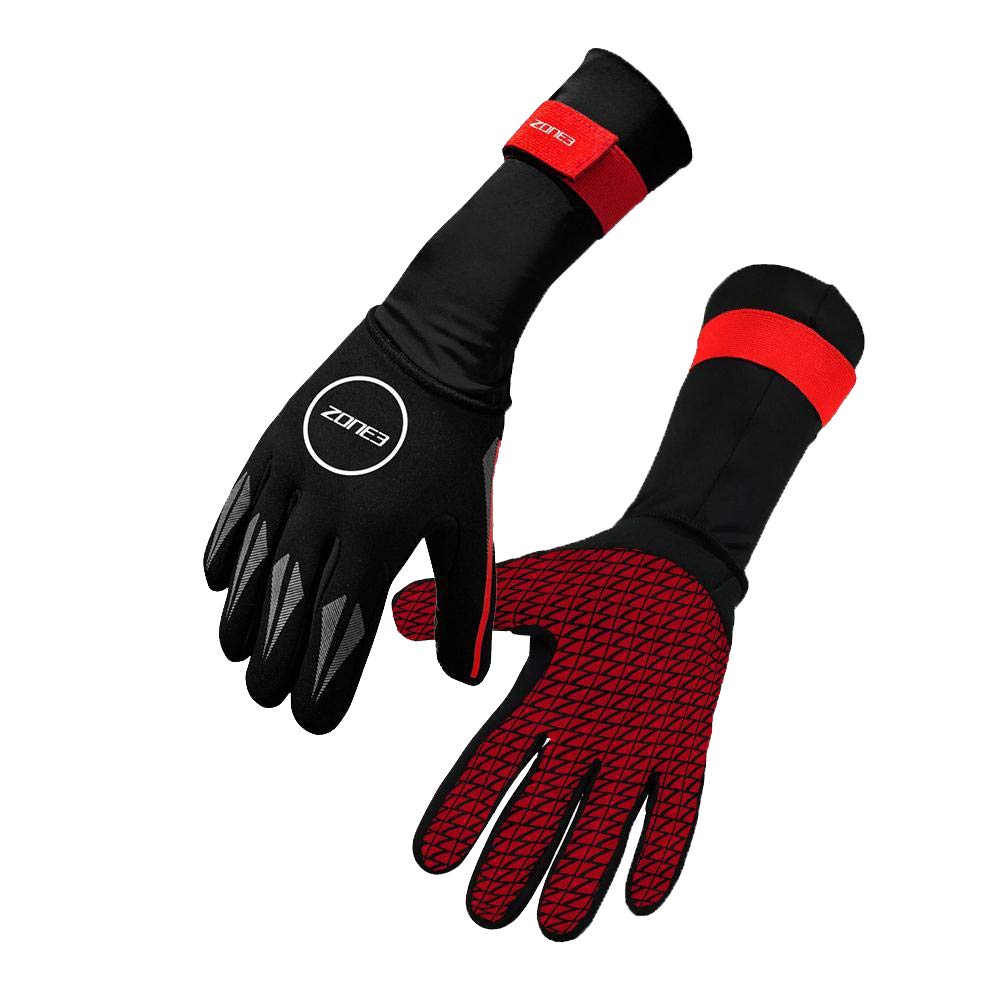 Zone3 Neoprene Swim Gloves (Black/Red, Large)