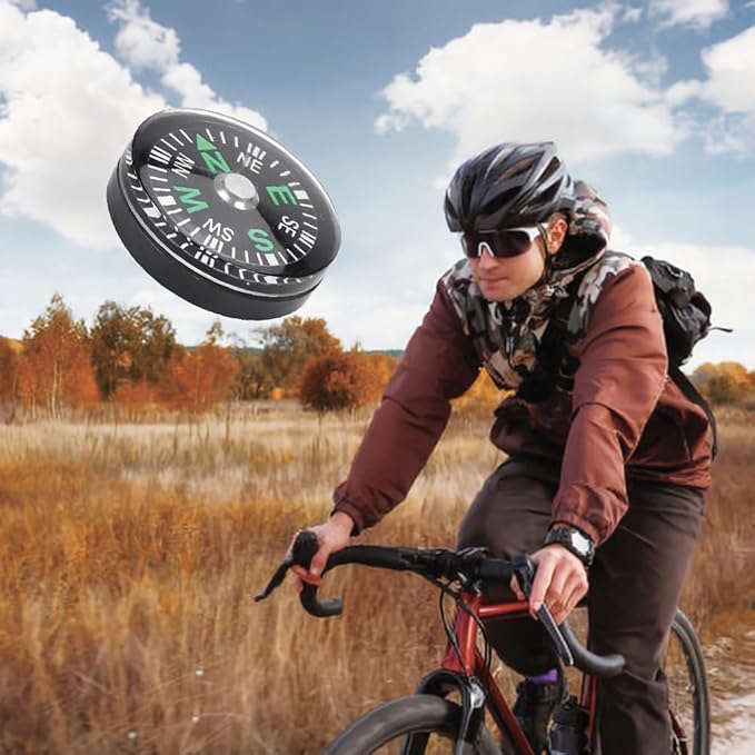 Mini Survival Compass, 12pcs Black Outdoor Pocket Button Compass for Camping Hiking