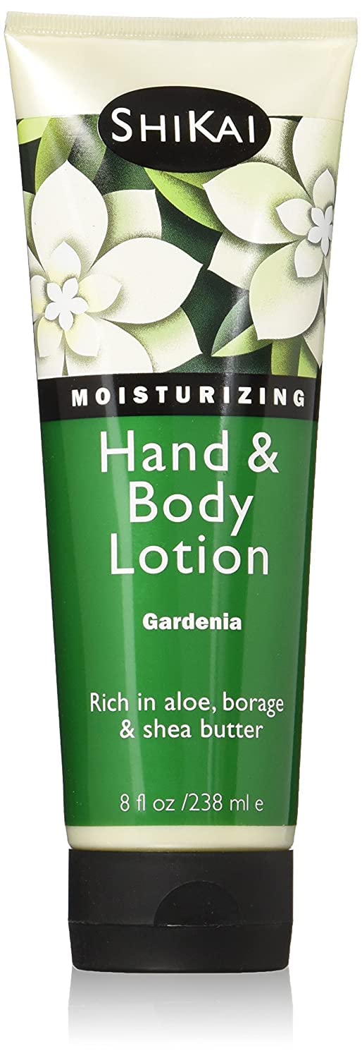 Shikai Hand & Body Lotion (Gardenia, 8Oz) | Daily Moisturizing Skincare For Dry And Cracked Hands | With Aloe Vera & Vitamin E