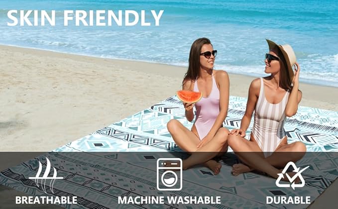 AISPARKY Beach Blanket Waterproof Sandproof Quick Drying Beach Mat Extra Large Outdoor Picnic Blanket for Travel Camping Hiking