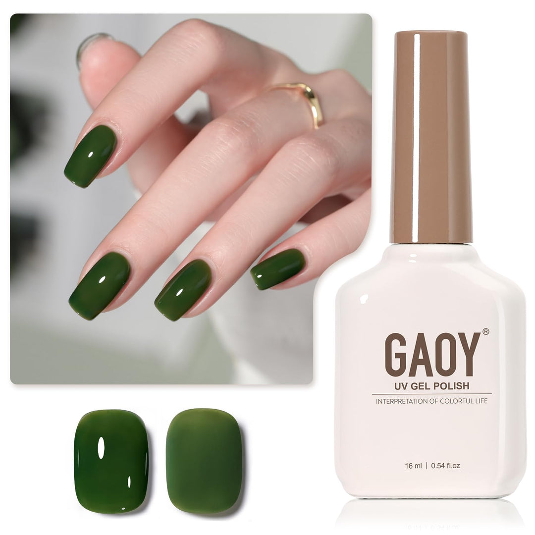 Gaoy Jelly Gel Nail Polish, 16Ml Sheer Green Translucent Soak Off Gel Polish, Uv Light Cure For Nail Art Diy, 2279 Pine Green