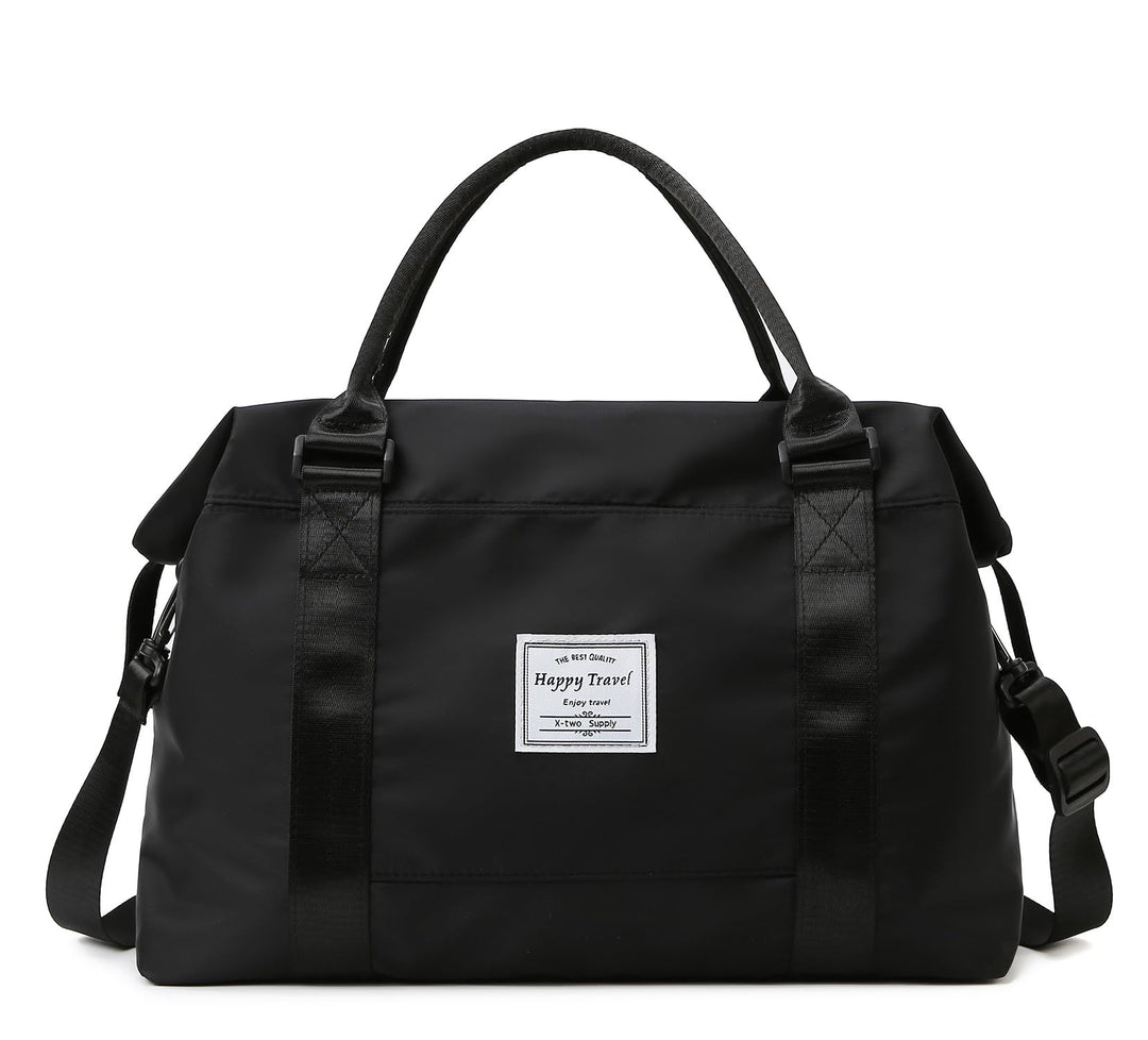 Travel Duffle Bag Weekender Overnight Bag Gym Tote Bag with Dry and Wet Separated Pocket for Women Girls Shoulder Bag Workout Duffel Bag Water Resistant (black)