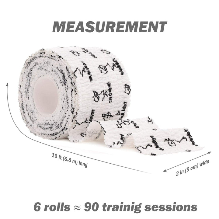 WARM BODY COLD MIND 2" Premium Lifting Thumb Tape for Weightlifting - Hook Grip for Powerlifting, Strength/Cross Training, Deadlift, Weight Lifting, Athletic Finger Wrap (White 6 Rolls)