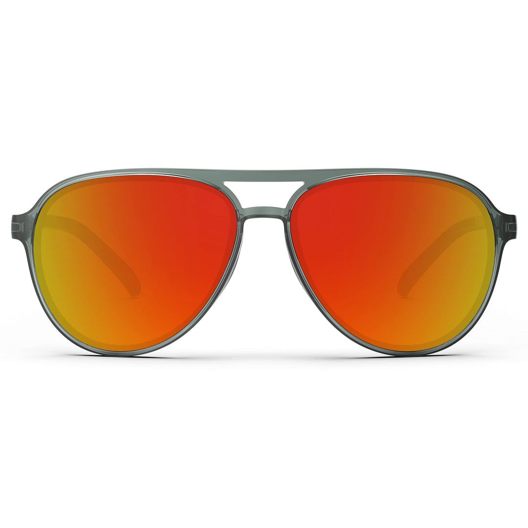 TOREGE Aviator Sunglasses Polarized Sunglasses for Men Women, Lightweight Sports Glasses UV400 Protection For Cycling Fishing Boating Beach Golf Driving TR75(Gray&Black&Orange Red Lens C8)