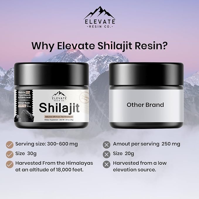 Pure Himalayan Shilajit Resin - Organic and Natural, 600mg High Potency with Over 85 Trace Minerals and Fulvic Acid for Enhanced Energy and Immune Support, 30 Grams (Single Pack)