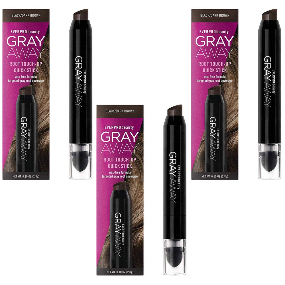 Everpro Gray Away Root Touchup Quick Stick Black/Dark Brown 0.10 Ounce (3Ml) (3 Pack)