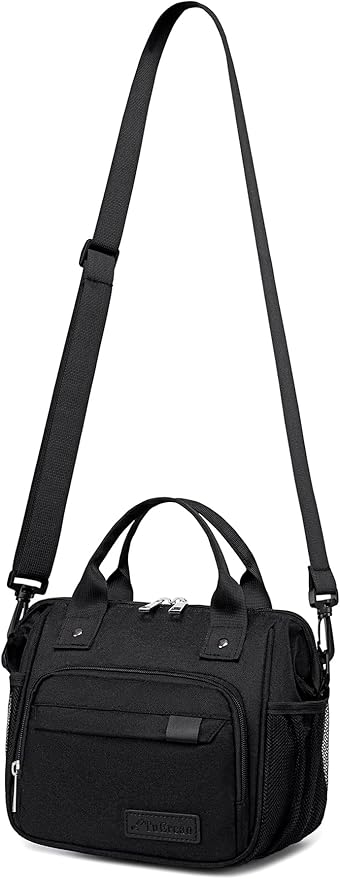 TuErCao Small Lunch Bag Lightweight Insulated Lunch Box for Women Work Portable Soft Cooler for Picnic Travel Road Trips, Loncheras para Mujer, Black