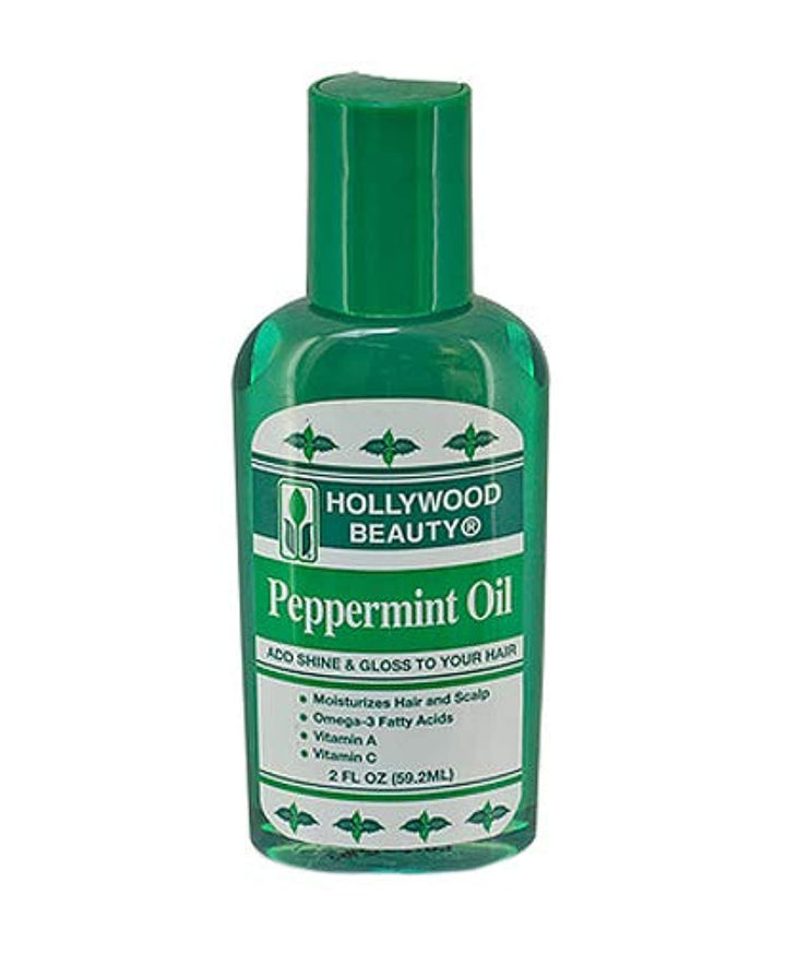 Hollywood Beauty Peppermint Hair Oil, 2 oz - Conditions Hair & Skin, Natural Treatment for Dry Itchy Scalp, Moisturizes with Omega-3, Vitamin A & C