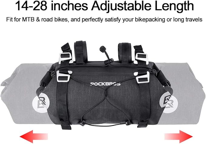 ROCKBROS Bikepacking Bike Handlebar Bag 7L-14L Waterproof Large Dry Pack Bicycle Front Bag Roll for MTB Mountain Road Drop-bar Bikes Bar