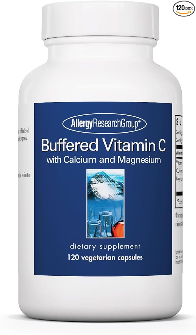 Allergy Research Group, Buffered Vitamin C - Antioxidant Supplements, Calcium and Magnesium Tablets, Daily Vitamins and Minerals, Vitamin C Capsules - 120 Capsules 1-Pack