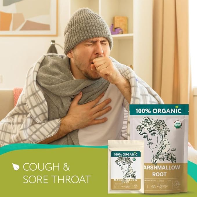 Marshmallow Root Tea (Althea Officinalis) – Organic Marshmallow Root – Throat Tea - Gut Lining, Digestion, Respiratory Health - Blood, Bones, Skin, Hair - Marshmellow Herb – 4 Ounces