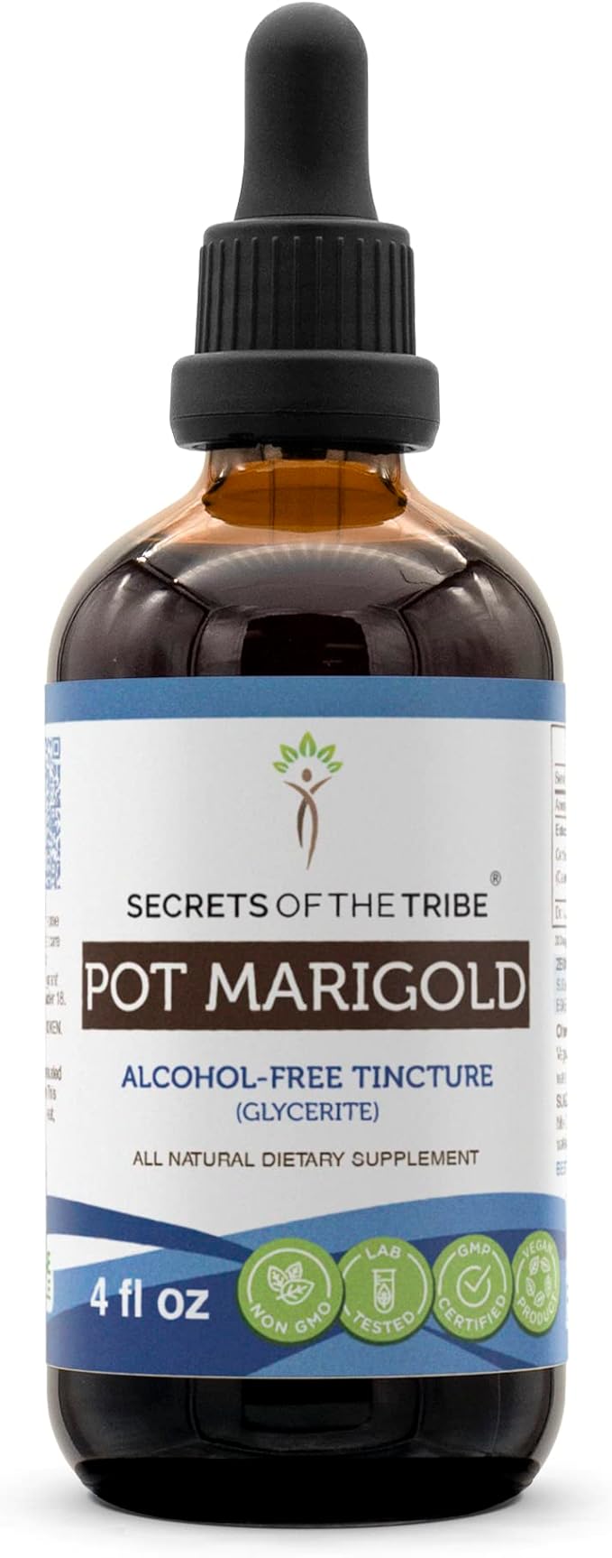 Secrets of the Tribe Pot Marigold Alcohol-Free Liquid Extract, Pot Marigold (Calendula, Calendula Officinalis) Dried Flower Tincture Supplement (4 FL OZ)