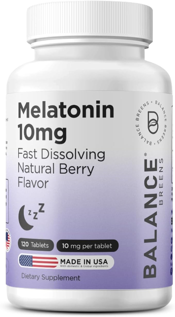 Balancebreens Melatonin 10mg Fast-Dissolve, 120 Tablets – Natural Sleep Aid for Restful Nights, Drug-Free Support for Relaxation and Tranquility