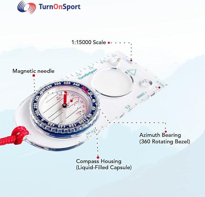 Orienteering Compass - Hiking Backpacking Compass | Advanced Scout Compass Camping and Navigation | Boy Scout Compass Kids - Children Compasses for Map Reading - Baseplate Compass Survival