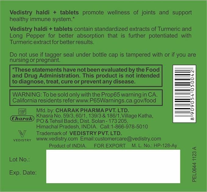 Haldi+ 850mg Turmeric Tablets with 95% Curcumin & Long Pepper | 60 Tablets | Maximum Absorption | Vegan Herbal Supplement | Pack of 1