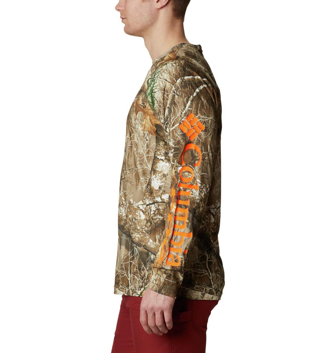 Columbia Men's PHG Super Terminal Shot Long Sleeve, Realtree Edge/Blaze Logo, XX-Large