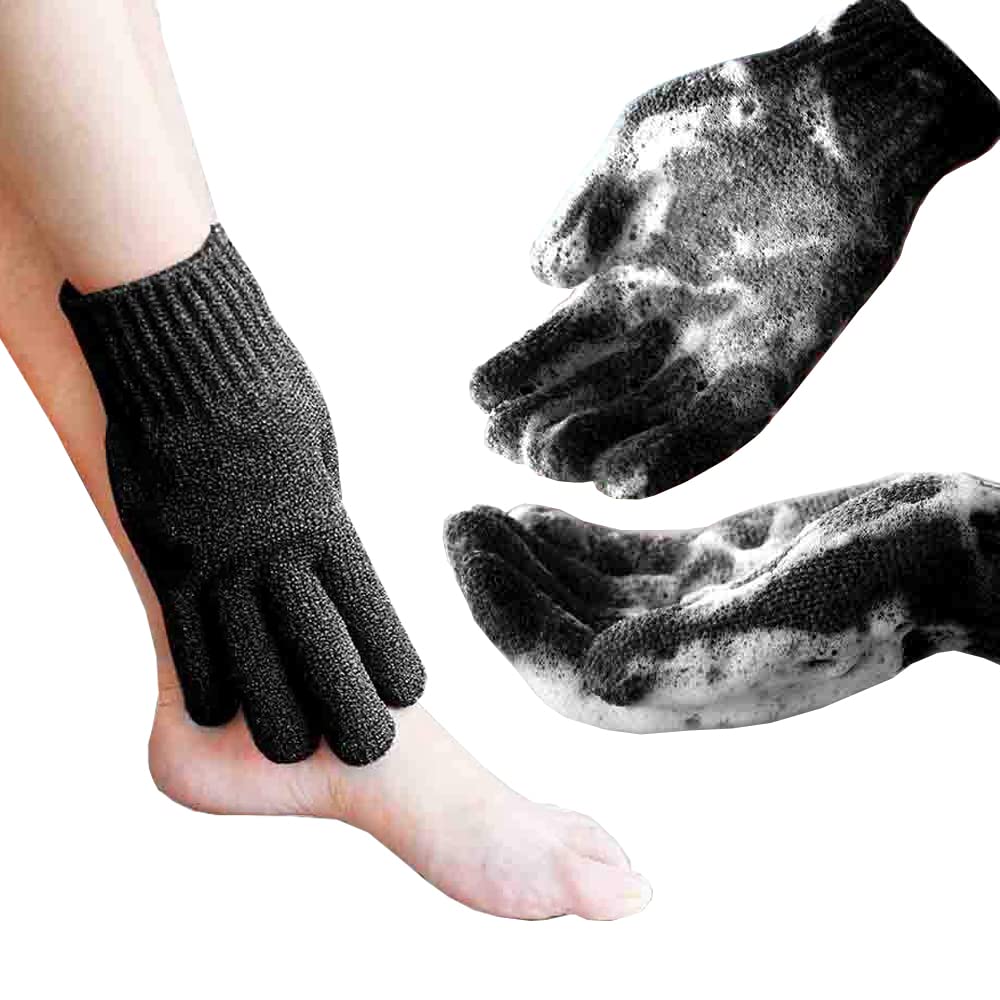 Mig4U Exfoliating Shower Gloves For Bath, Premium Nylon Body Wash Bathing Gloves For Men Women Spa, Massage And Skin Scrub, Dead