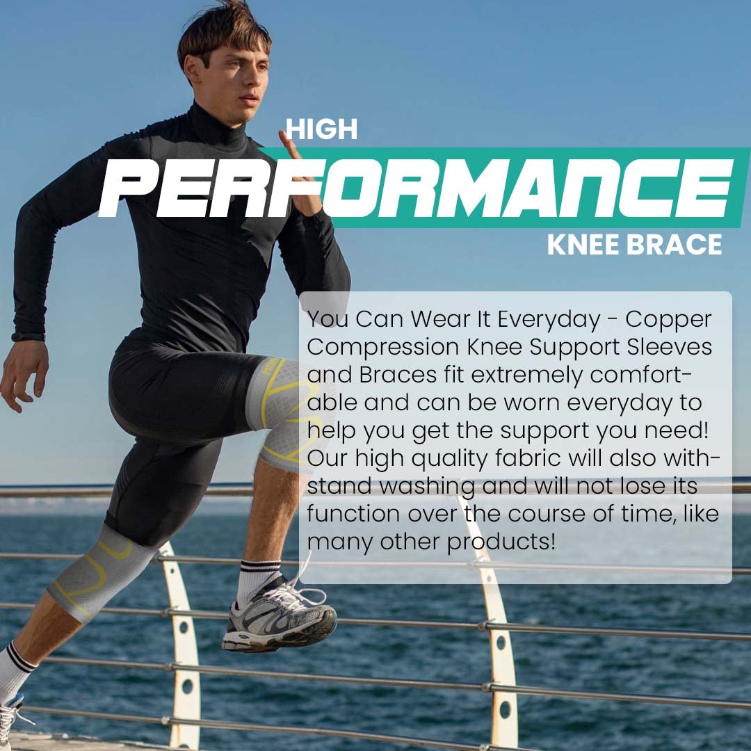 Modvel Compression Knee Brace for Women & Men - 2 Pack Knee Brace for Women Running Knee Pain, Knee Support Compression Sleeve, Workout Sports Knee Braces for Meniscus Tear ACL & Arthritis Pain Relief