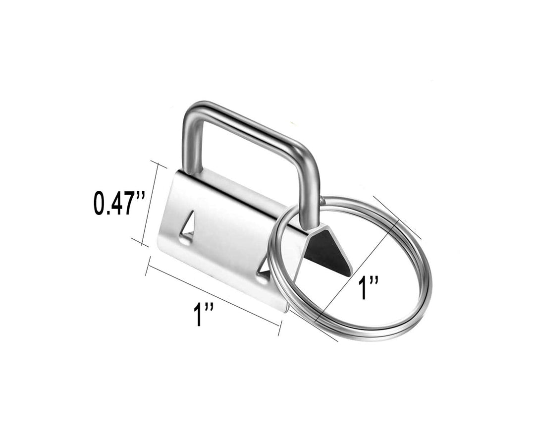 45Pcs 1 inch Silver Key Fob Hardware Kits 1” Metal Keyfobs Hardware Bulk for Keychains Fob Wristlet Hardware with Key Ring for Lanyard