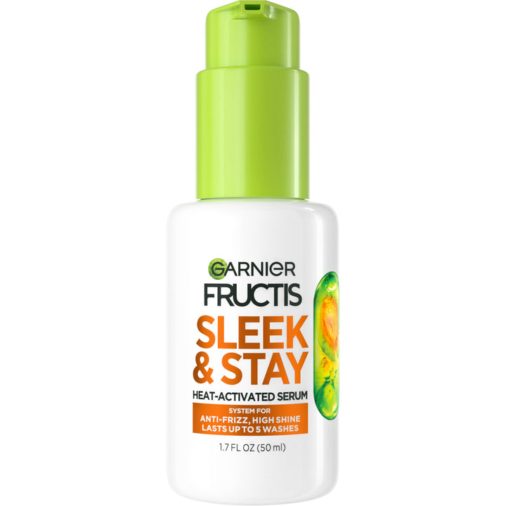 Garnier Fructis Sleek and Shine Sleek and Stay Hair Serum for Frizzy, Dry Hair, Heat Protectant Formulated with Alpha Silane, 1.7 Fl Oz