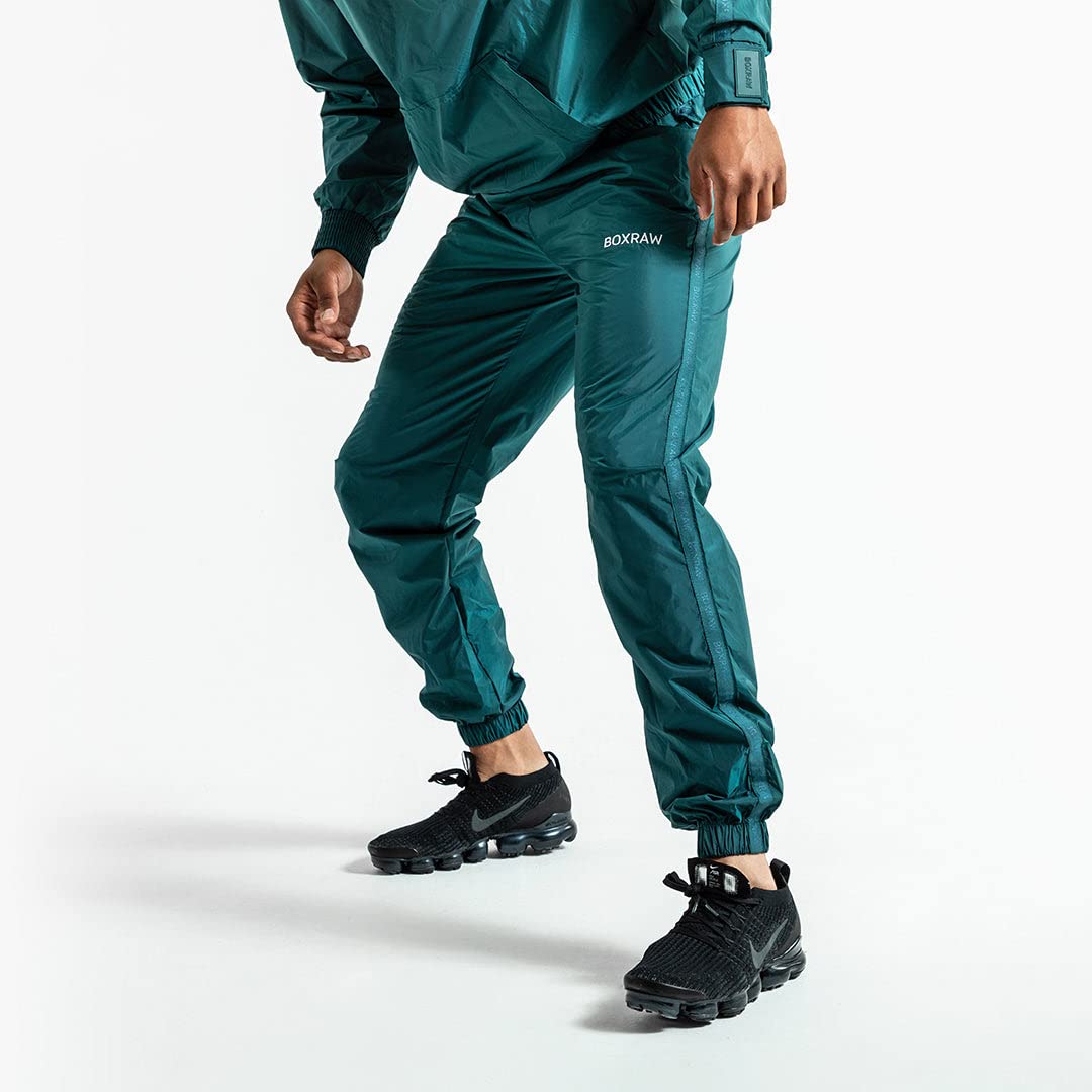 BOXRAW Hagler Professional Sauna Suit Top & Bottoms Non Rip Sweat Suit Boxing MMA Training Gym (Green - XL)