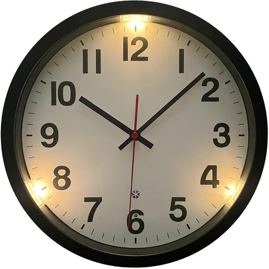 eYotto Lumineux Horloge Murale Night Light Wall Clock, 12 Inch Glow in The Dark Silent Wall Clocks Battery Operated Battery Operated Decor for Bedroom Kitchen Living Room Bathroom Gift