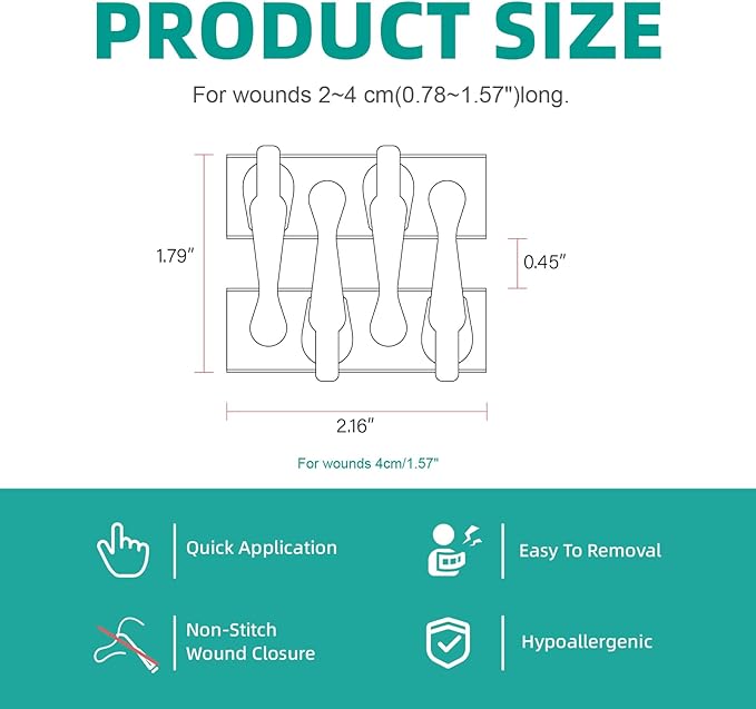 25 PCS First Aid Kit, Wound Closure Strips, Emergency Wound Closure Device Without Stitche, 4 Strips x2, First Aid Supplies Kit at Home Outdoors Sports