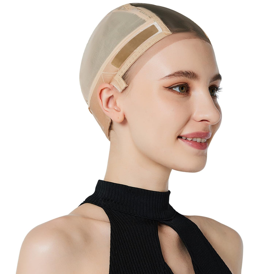 Xiushumyi Lace Wig Cap for Women,Non-Slip Grip Cap Make Your Wigs Glue Free,Wig Caps with Built-in Adjustable Velvet Band for Keeping Wigs in Place(Nude,M)