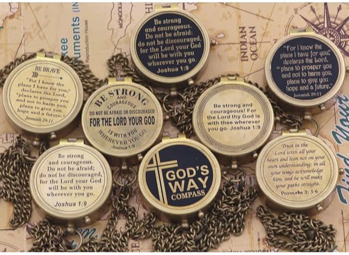 Trust in The Lord, Proverbs 3: 5-6, Solid Brass Directional Engraved Compass, Baptism Gifts for Boys Girls, First Communion, Christian Gifts for Men, First Confirmation Gifts for Boys Catholic Gifts