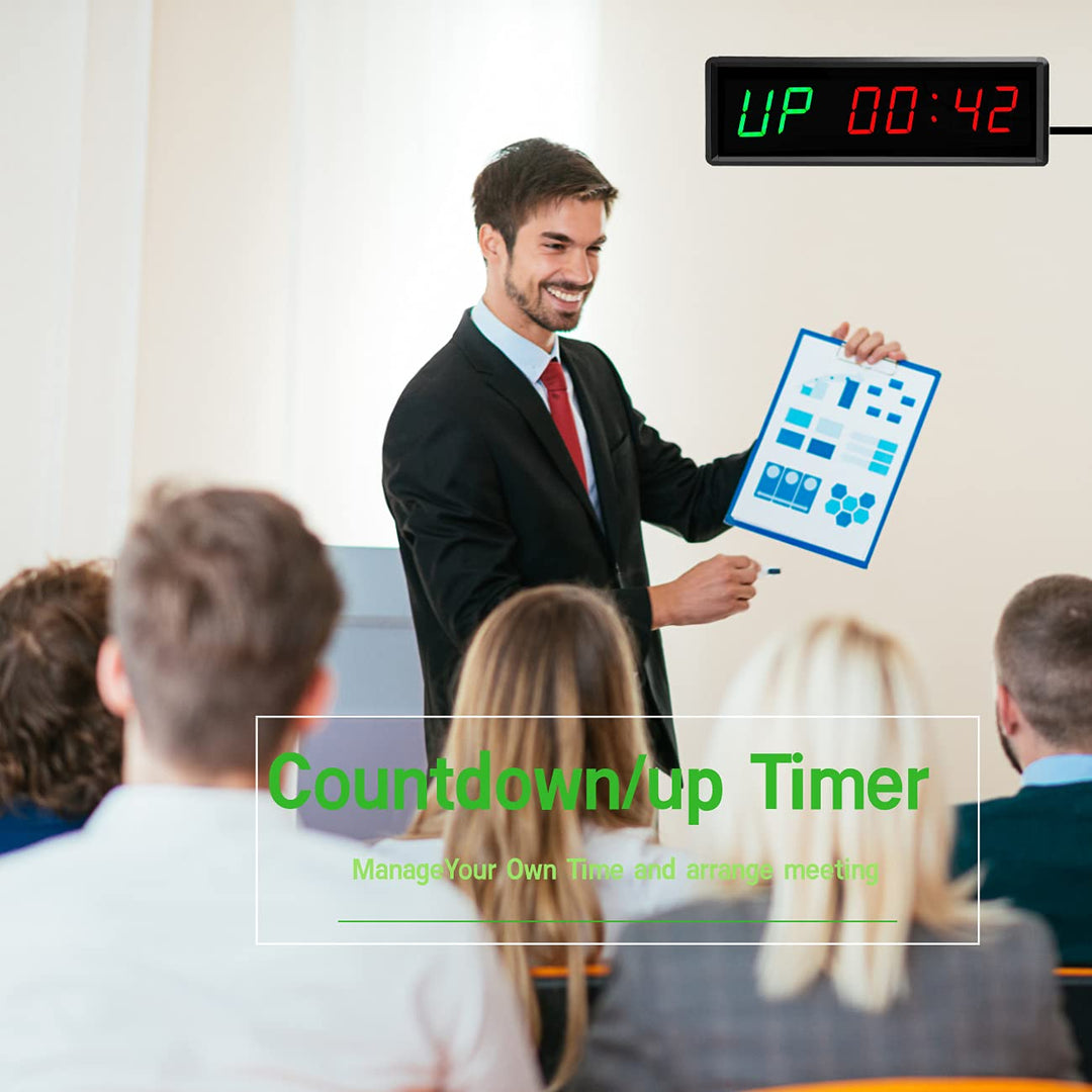 BTBSIGN LED Interval Timer Count Down/Up Clock Stopwatch with Remote for Home Gym Fitness Green