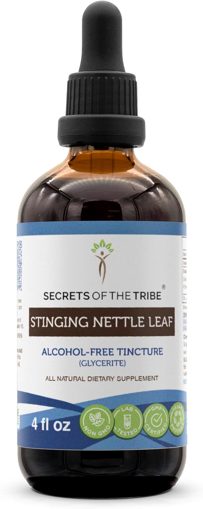 Secrets of the Tribe Stinging Nettle Leaf Alcohol-Free Tincture (Glycerite) 694 mg Stinging Nettle (Urtica Dioica) Dried Leaf (4 Fl Oz) Allergy Relief Supplement