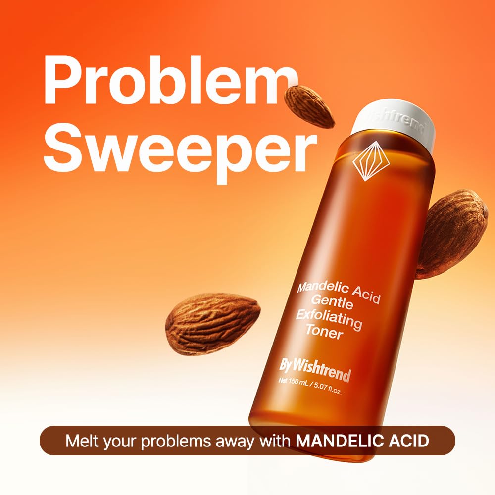 "BY WISHTREND Mandelic Acid 5% Skin prep Water, Gentle Skin exfoliator for face, Ideal for Sensitive Skin | Helping clogged pores and Pigmentation (4.05 Fl Oz - 120ml (Pack of 1)