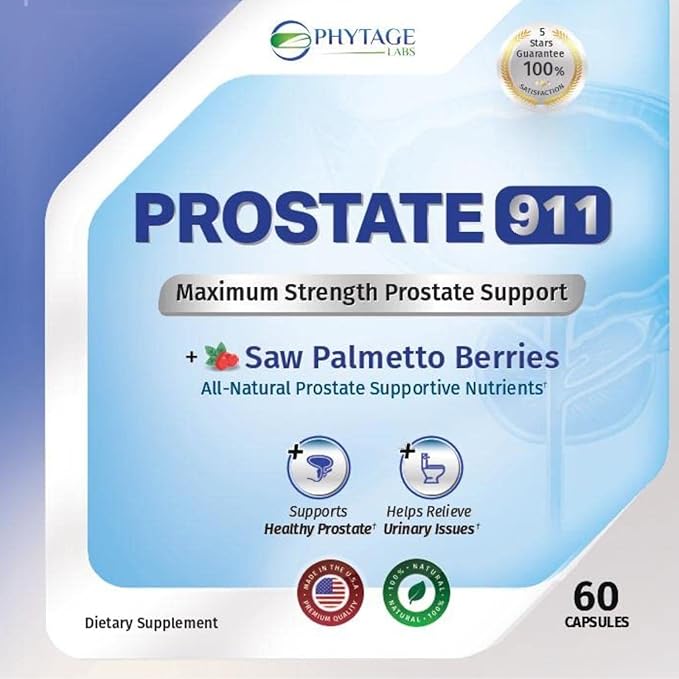 Prostate 911 Men’s Health Supplement - Saw Palmetto Support Prostate Function (60 Capsules)