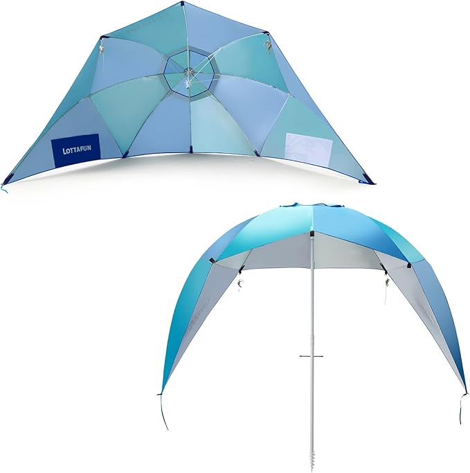 Beach Shelter Umbrella Premiere UPF 50+ Umbrella Shelter for Sun and Rain Protection for Adult (10-Foot, Blue Green)