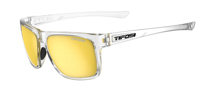 Tifosi Optics Swick Sunglasses Bundle with Case and Eyewear Straps (Crystal Clear/Smoke Yellow Mirror)