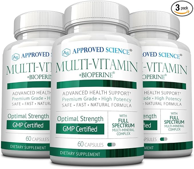 Approved Science Multi-Vitamin - with Full-Spectrum B-Vitamins, Green Tea, Lutein, Lycopene, Zeaxanthin, BioPerine - 60 Capsules - 3 Month Supply