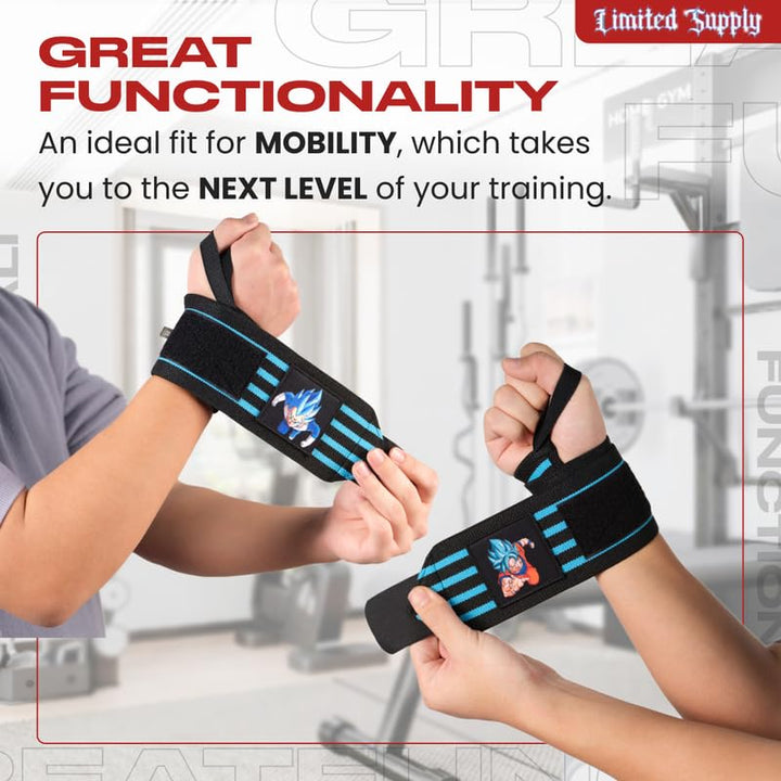 CROWN Anime Wrist Wraps 2 Pairs Bundle - 24" Lifting Straps for Men and Women - Gym Accessories Support Weightlifting, Powerlifting, Strength Training, Workout (Duo G)