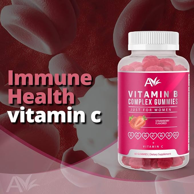 Avilana Vitamin B Complex Just for Women Vegan Gummies with Vitamin B12, B7 (Biotin), B6, B3 (Niacin), B5, B6, B8, B9 (Folate)s, Energy and Healthy Immune System (1 Pack)