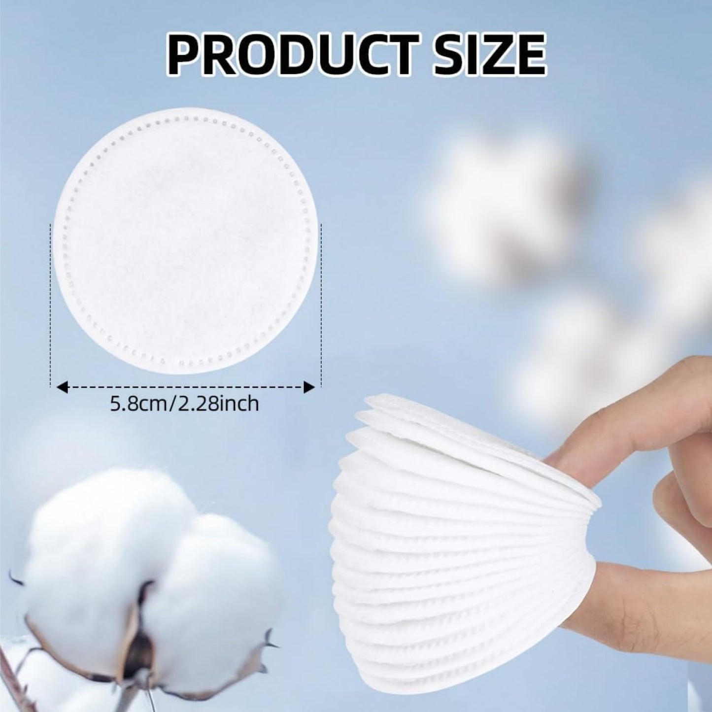 100 Count Cotton Wool Round Pads,Cotton Wool Pads,Makeup Remover Pa-Ds,Cot-Ton Rounds,Disposable,Soft&Gentle Absorbent Cosmetic Pa-Ds For Face Nails Makeup Removal&Skincare Manicure,For Sensitive Skin