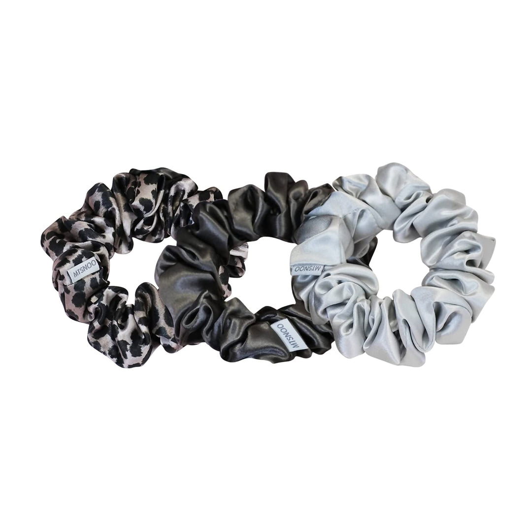 Mtsnoo Mulberry Silk Scrunchies Set For Sleep - 100% Pure 22 Momme Silk, Elastic Band, 3 Pack Curly Hair Ropes For Women And Gir