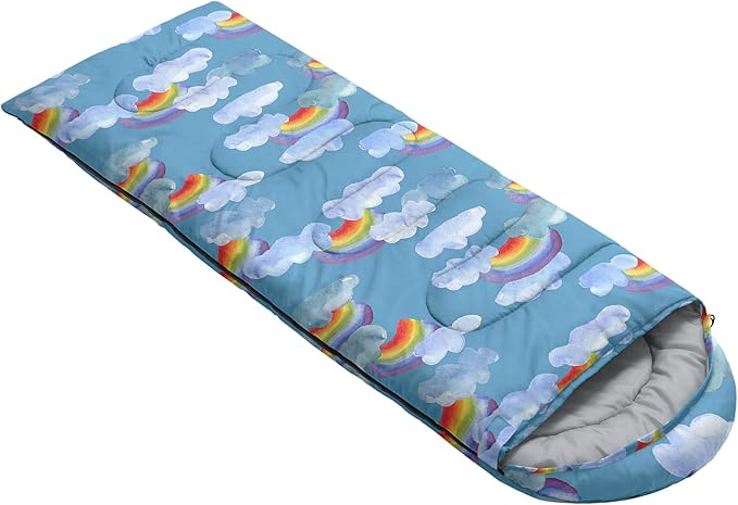 AILONEN Cartoon Fox Camping Sleeping Bag for Boys Girls Adults,Lightweight & Waterproof,3 Season Warm & Cold Weather,Portable,Kawaii Fox Printed Sleeping Bag,Traveling,Camping,Hiking