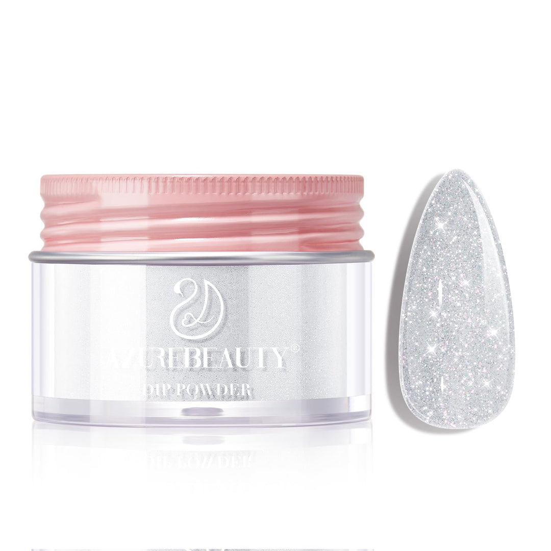 AZUREBEAUTY Grey Glitter Nail Dip Powder Colors 28g/1oz Dipping Powder 2X Shining French Art Starter Manicure Beginner DIY Salon Home Gift Long Lasting Dip Nail Powder