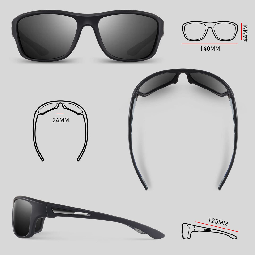 WEAROYO Polarized Sports Sunglasses for Men Women,Fishing Driving Rectangular Goggles UV400 Protection