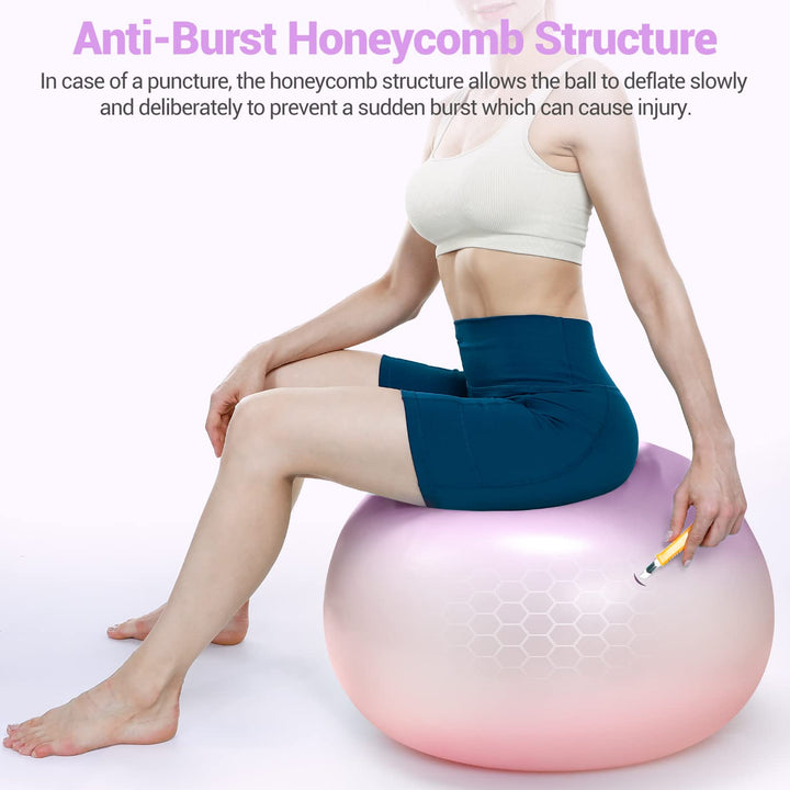 Sportneer Extra Thick Exercise Ball - 25.6''Yoga Ball with Quick Pump - Anti-Burst and Slip Resistant Fitness Ball Chair for Pregnancy and Physical Therapy