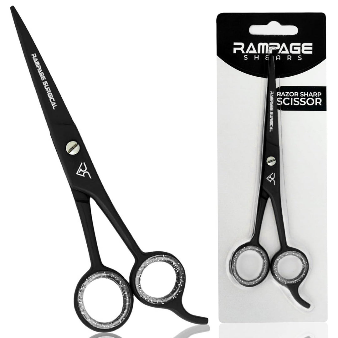 Professional Hairdresser Scissors 6.5" Inch Black Hair Cutting Shears Japanese Stainless Steel Salon Barber Scissors (Black- B-6)