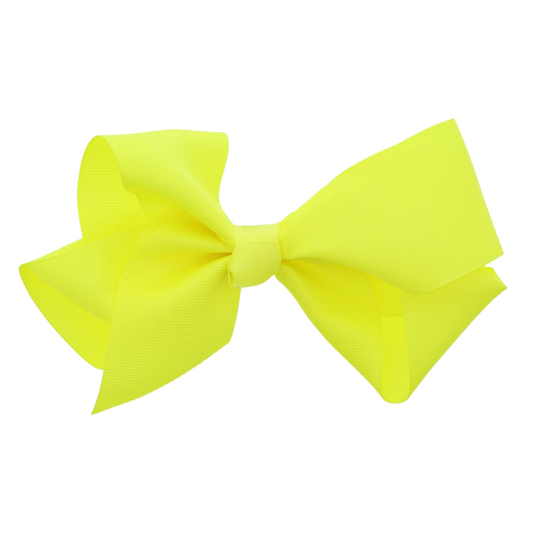 5.5 Inch Grosgrain Hair Bow Clip For Woman And Girls (Neon Yellow)