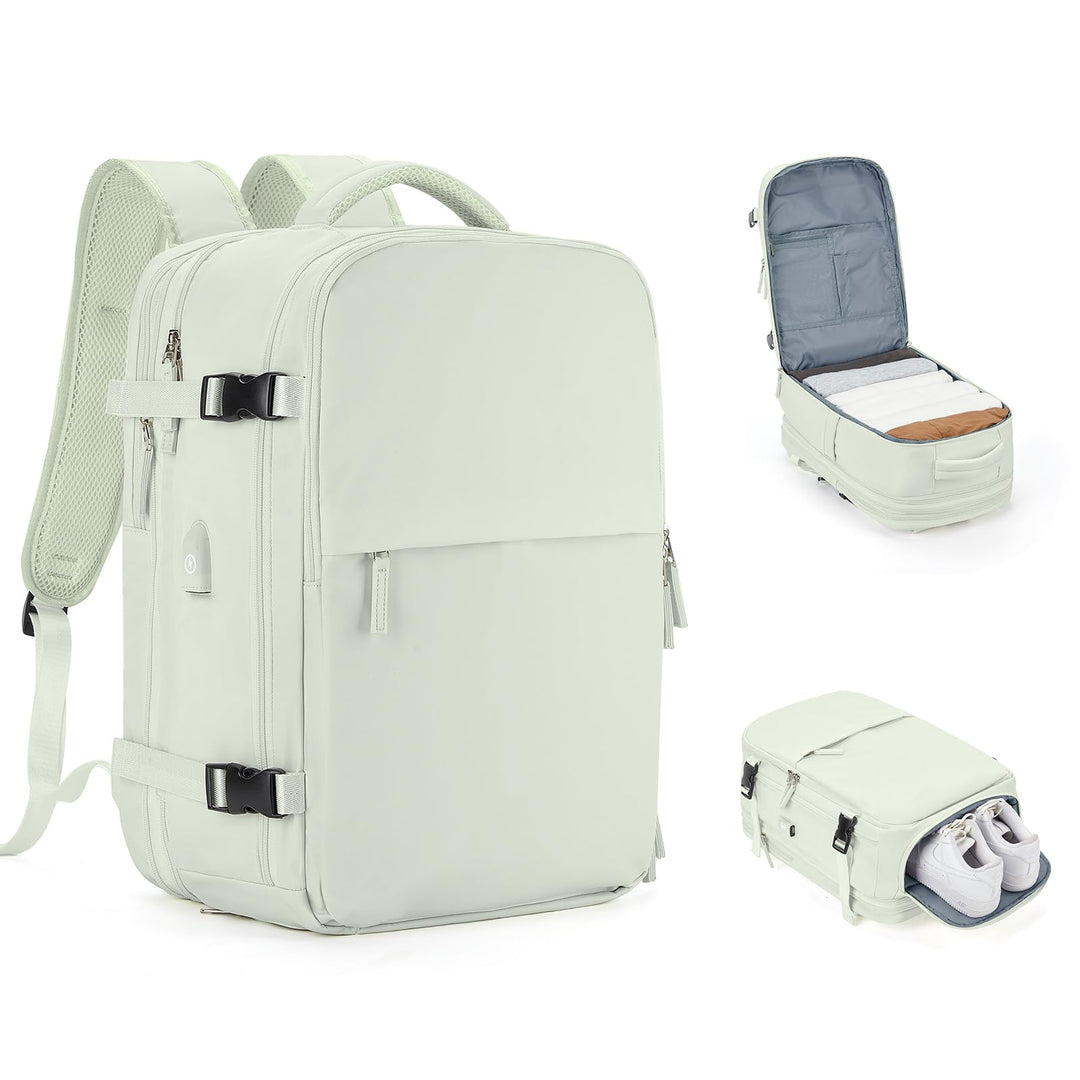 Expandable Backpack For Traveling On Airplane Travel Backpack For Women Men Airline Approved Carry On Bags For Airplanes Gym Bag With Shoe Compartment Waterproof Hiking Backpack College Travel Bag