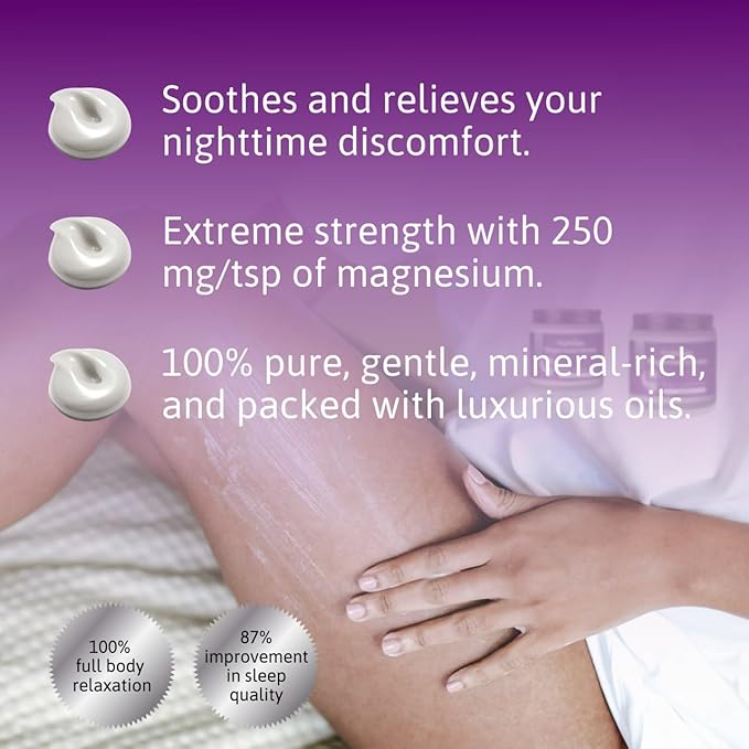 Magnesium Lotion for Sleep & Calm, Topical Magnesium Cream for Relaxation, Nightly Calm, Better Sleep, and for Leg Cramps & Pain