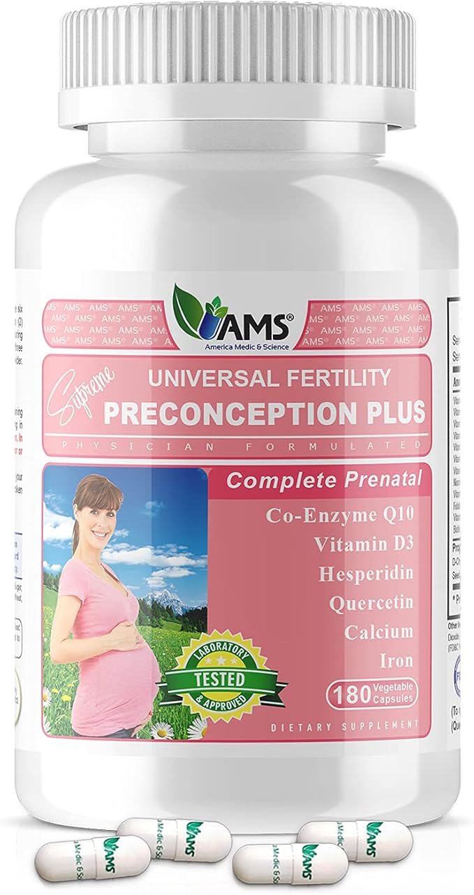 America Medic & Science Preconception Plus (180 Capsules) Conception and Fertility Supplement | Physician Formulated Pills to Support Conception | Prenatal Vitamins Best for Women Trying to Conceive